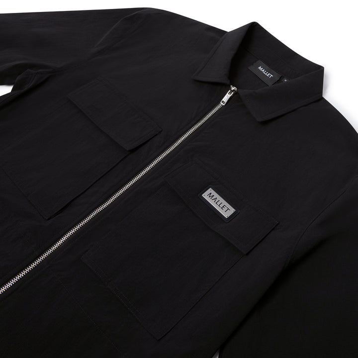 Ripstop Zip Up Overshirt Black