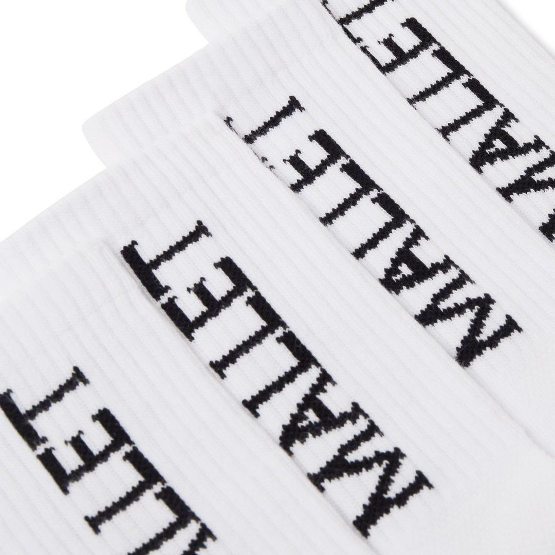 Mallet Socks Large Logo 2 Pack White