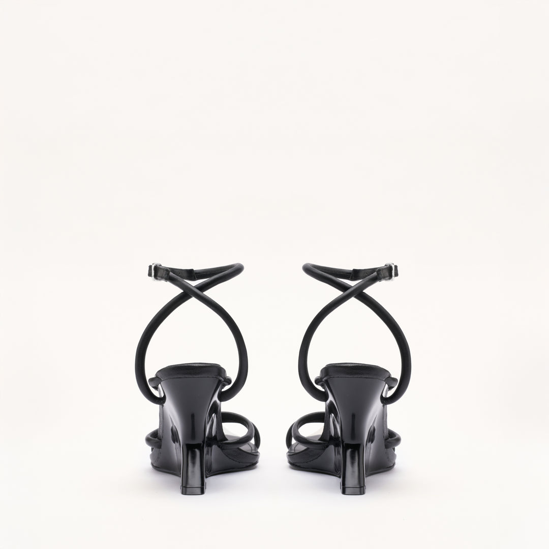 MALLET Amber Strap Women's Black Leather Heels