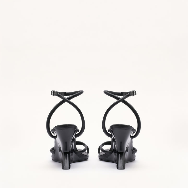 MALLET Amber Strap Women's Black Leather Heels