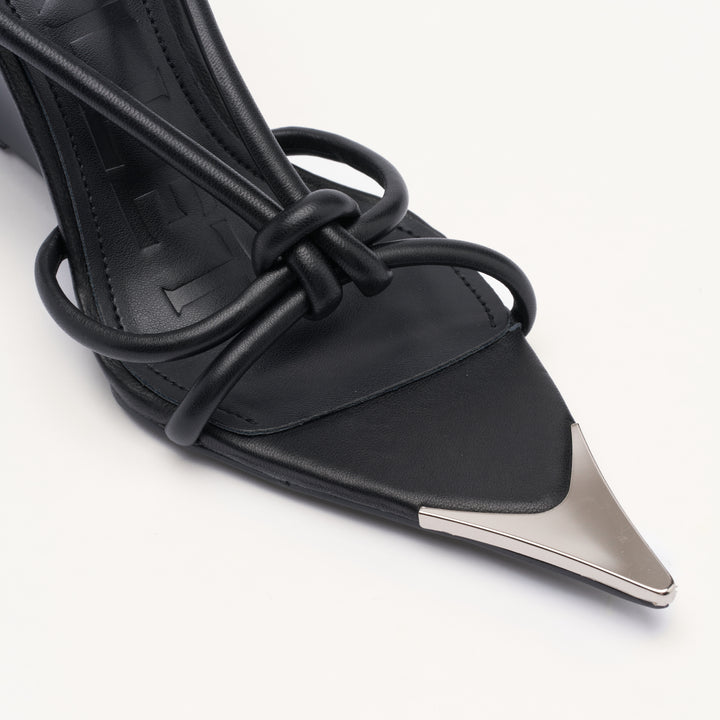 MALLET Amber Strap Women's Black Leather Heels