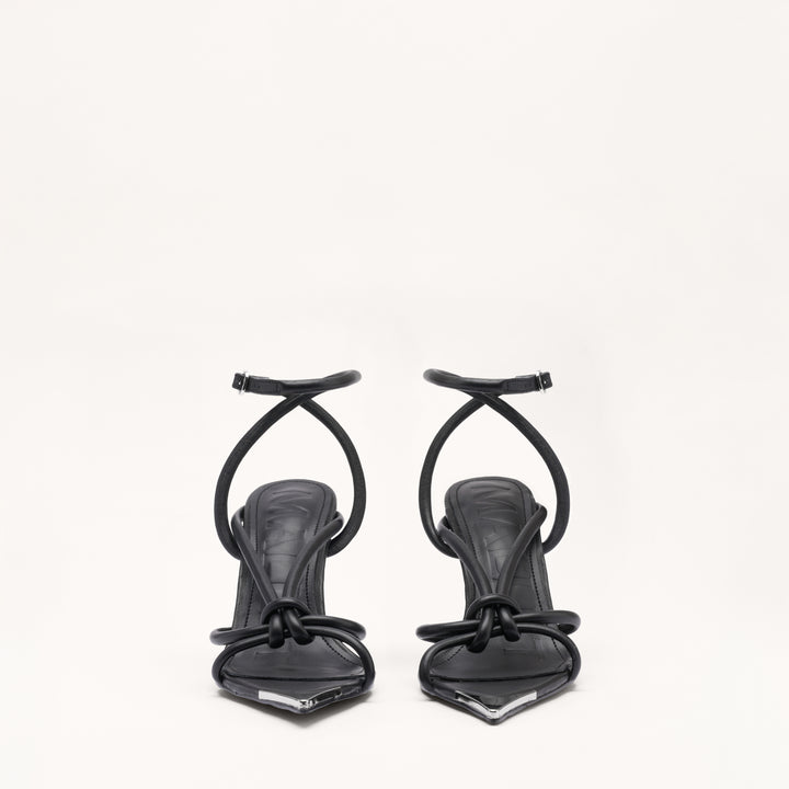 MALLET Amber Strap Women's Black Leather Heels