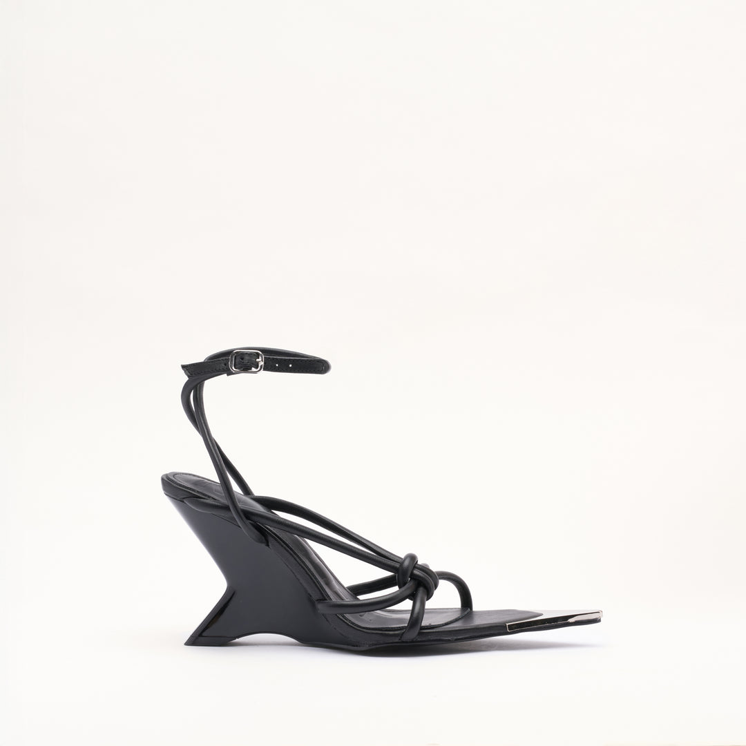 MALLET Amber Strap Women's Black Leather Heels