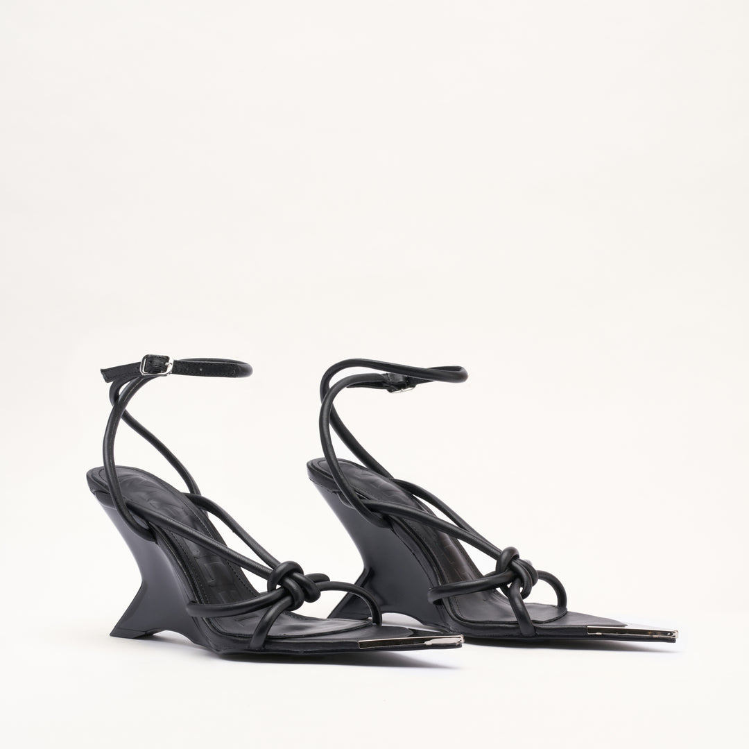 MALLET Amber Strap Women's Black Leather Heels