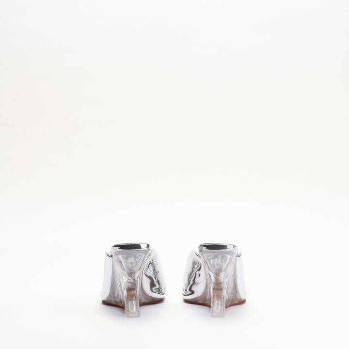 MALLET Amber Women's Silver Metallic Leather Heels