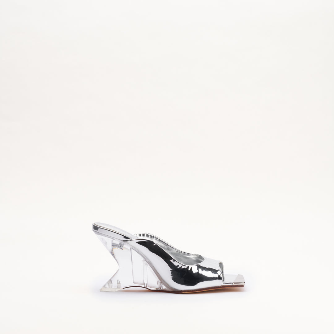 MALLET Amber Women's Silver Metallic Leather Heels