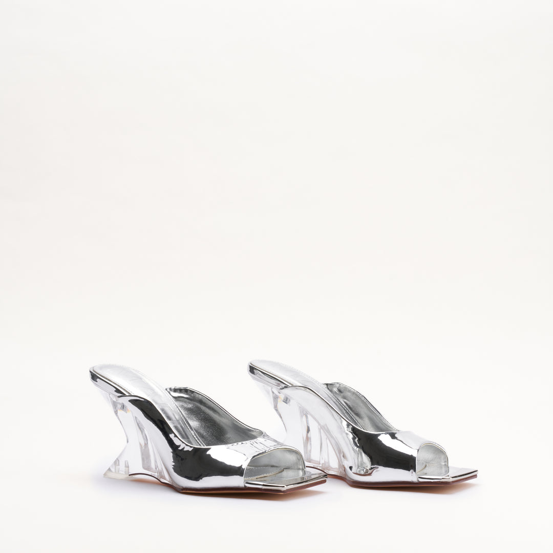 MALLET Amber Women's Silver Metallic Leather Heels