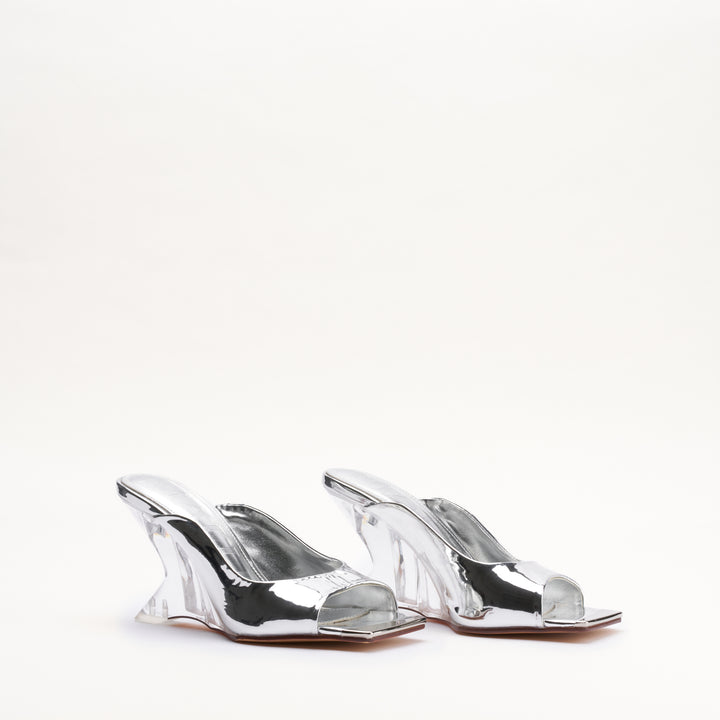 MALLET Amber Women's Silver Metallic Leather Heels