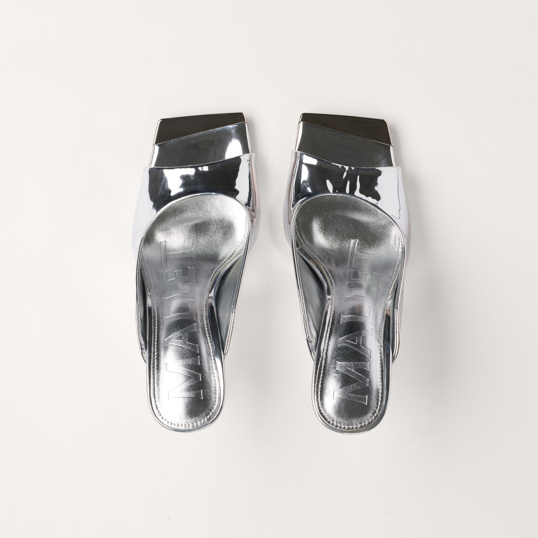 MALLET Amber Women's Silver Metallic Leather Heels