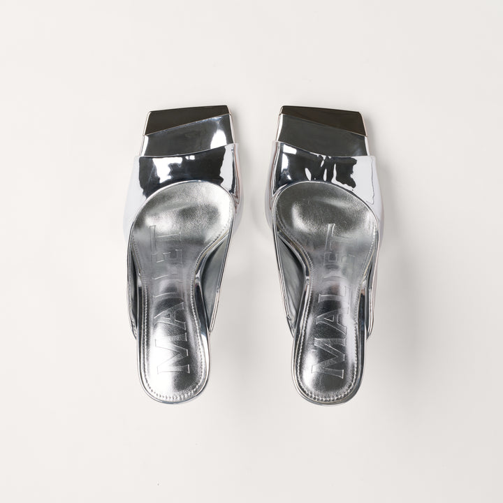 MALLET Amber Women's Silver Metallic Leather Heels