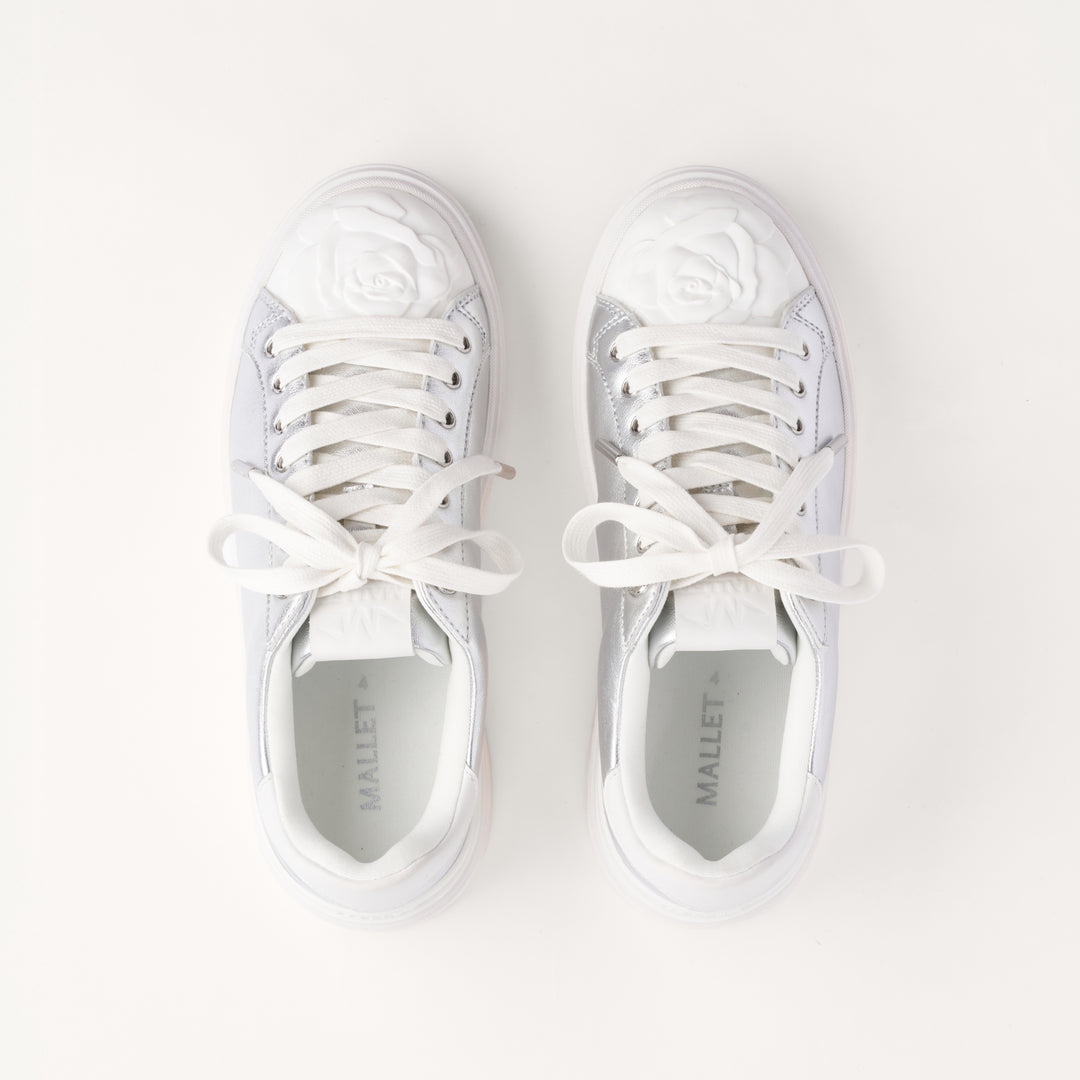 MALLET Bloomsbury Women's Silver Leather Trainers