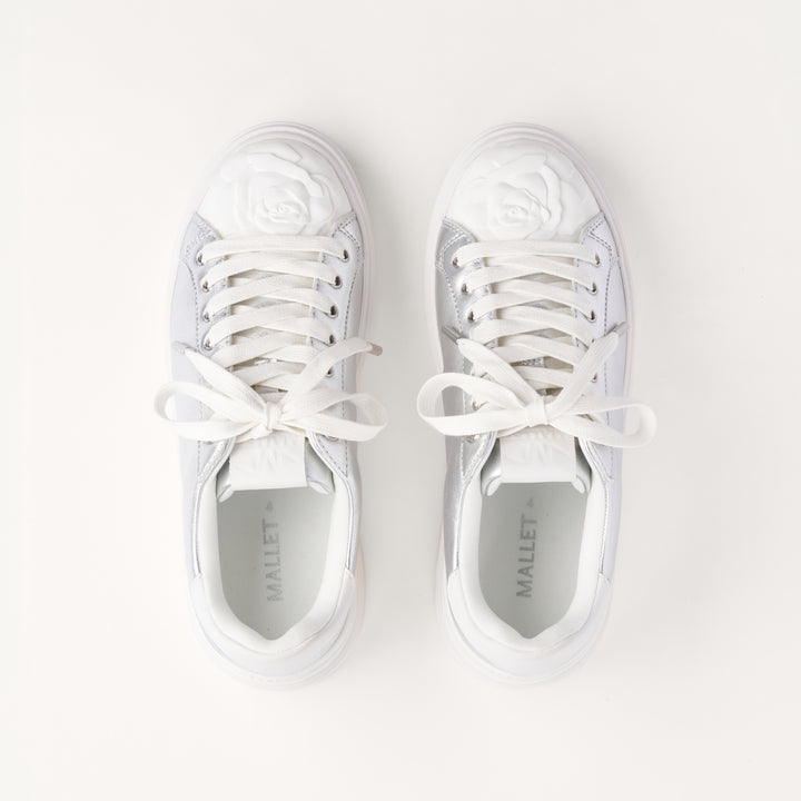 MALLET Bloomsbury Women's Silver Leather Trainers