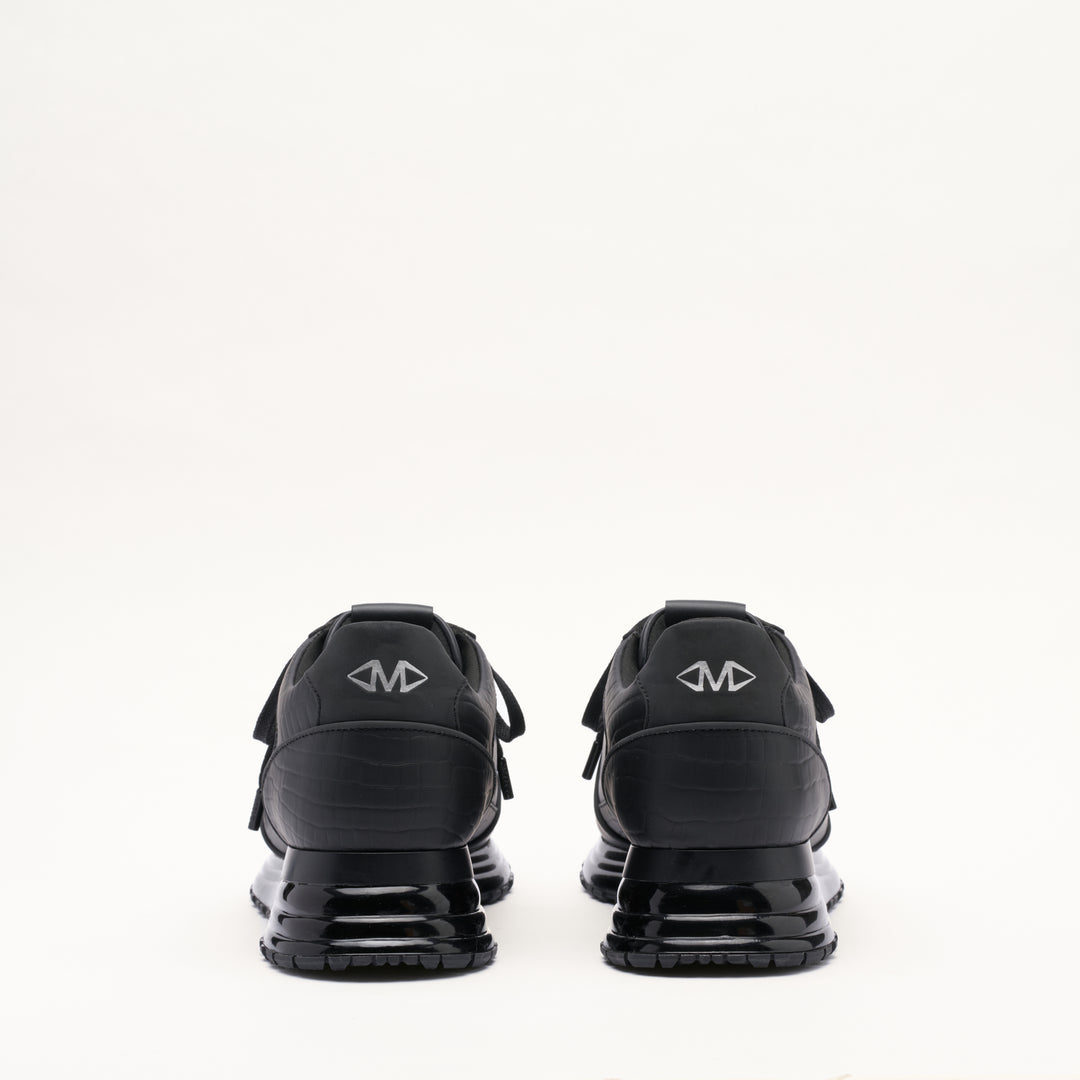 MALLET Boundary Gas Men's Black Croc Leather Trainers