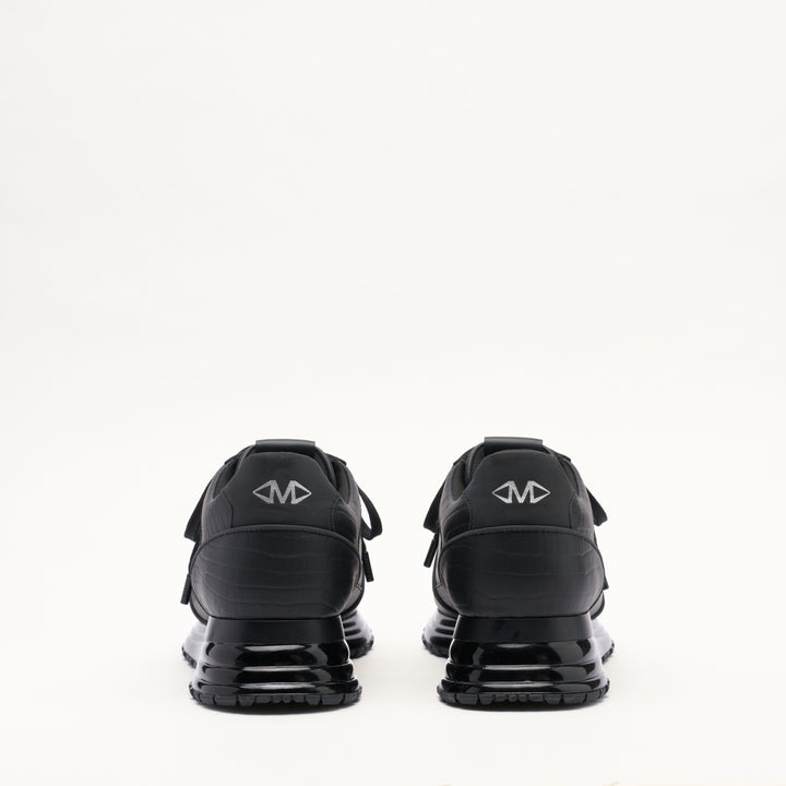 MALLET Boundary Gas Men's Black Croc Leather Trainers