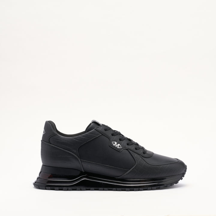 MALLET Boundary Gas Men's Black Croc Leather Trainers