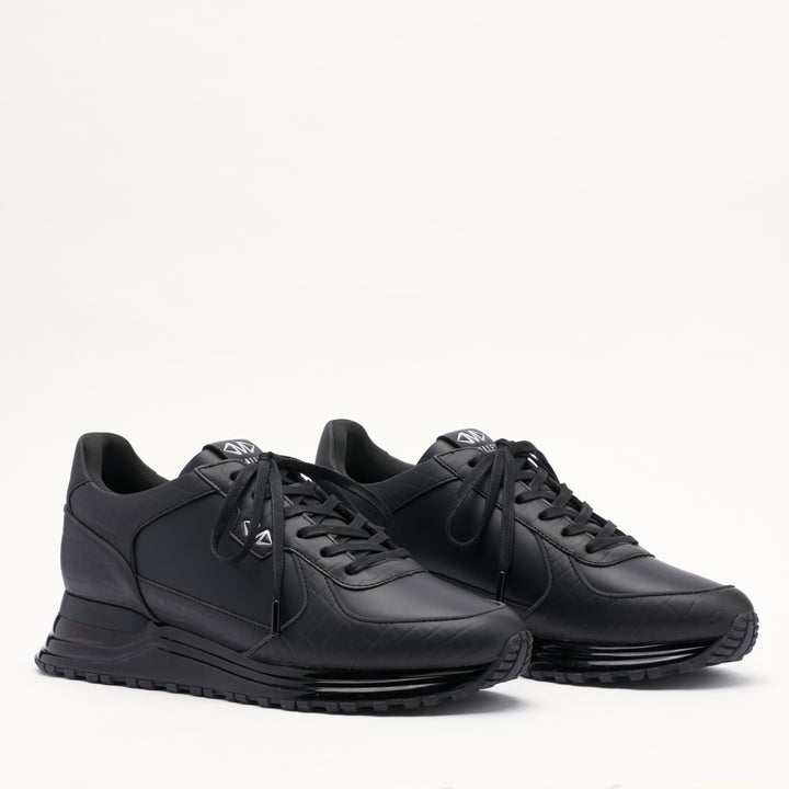 MALLET Boundary Gas Men's Black Croc Leather Trainers
