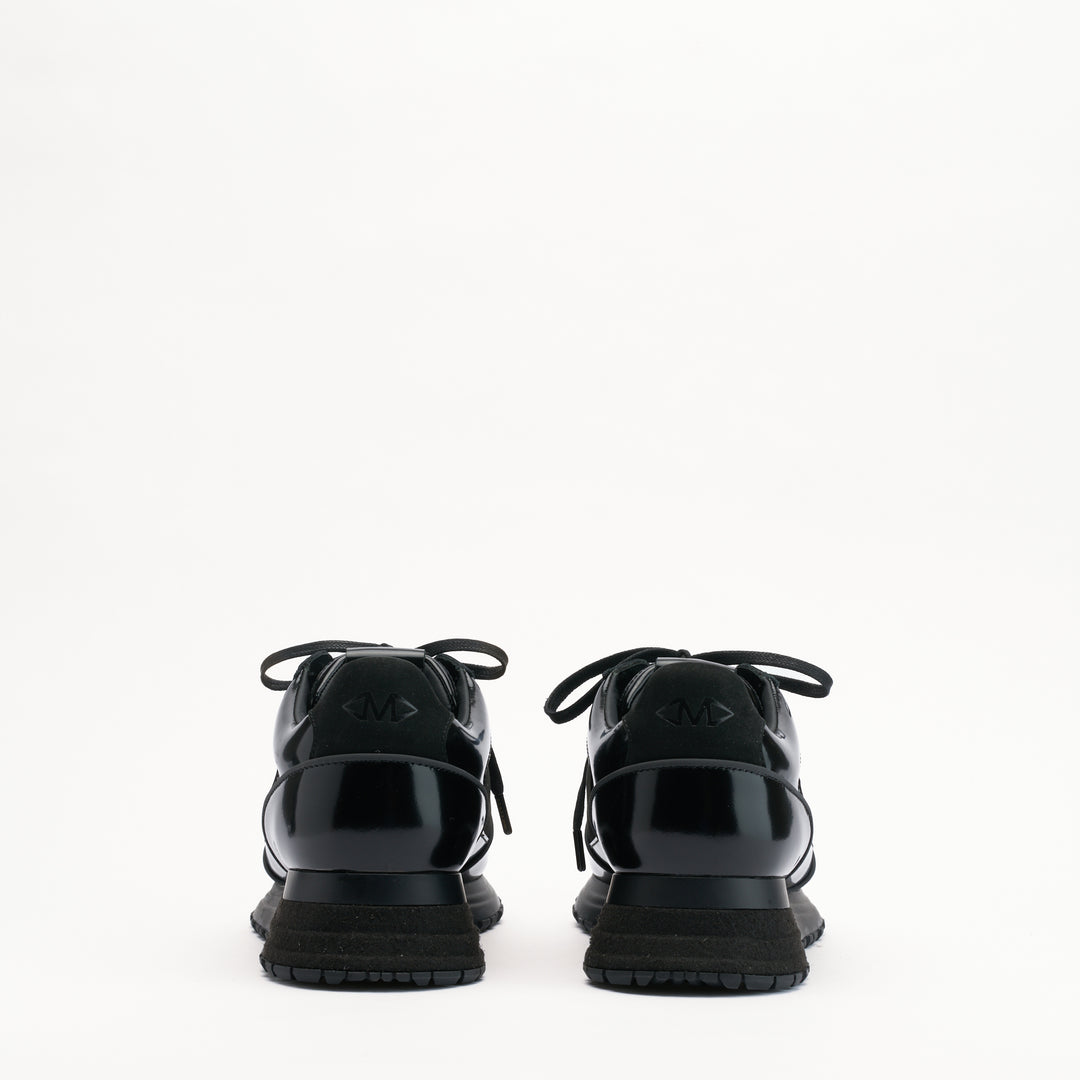 MALLET Boundary Men's Black Gloss Leather Trainers