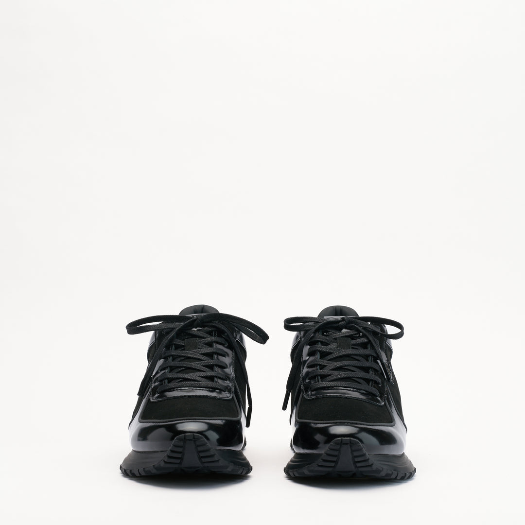 MALLET Boundary Men's Black Gloss Leather Trainers