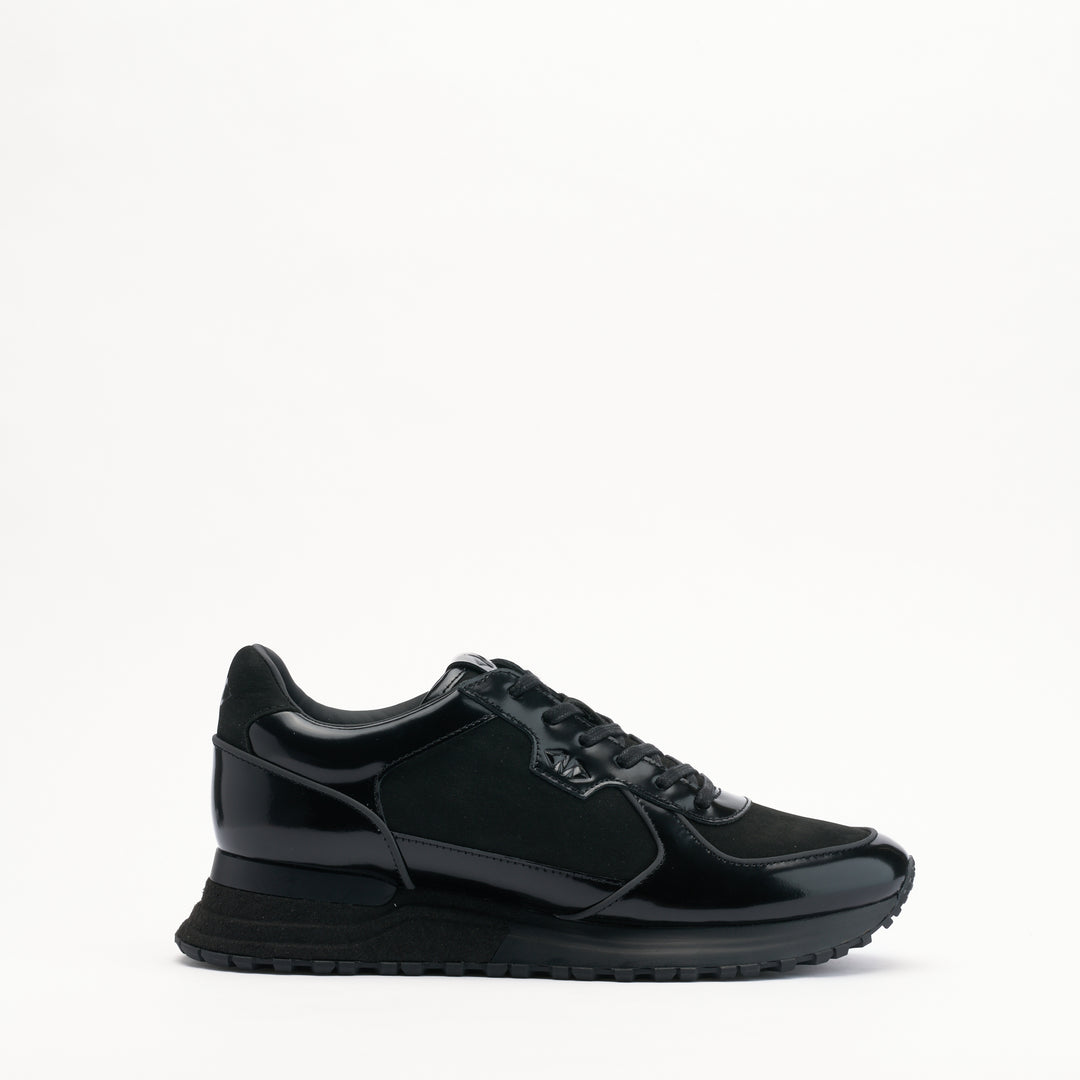 MALLET Boundary Men's Black Gloss Leather Trainers