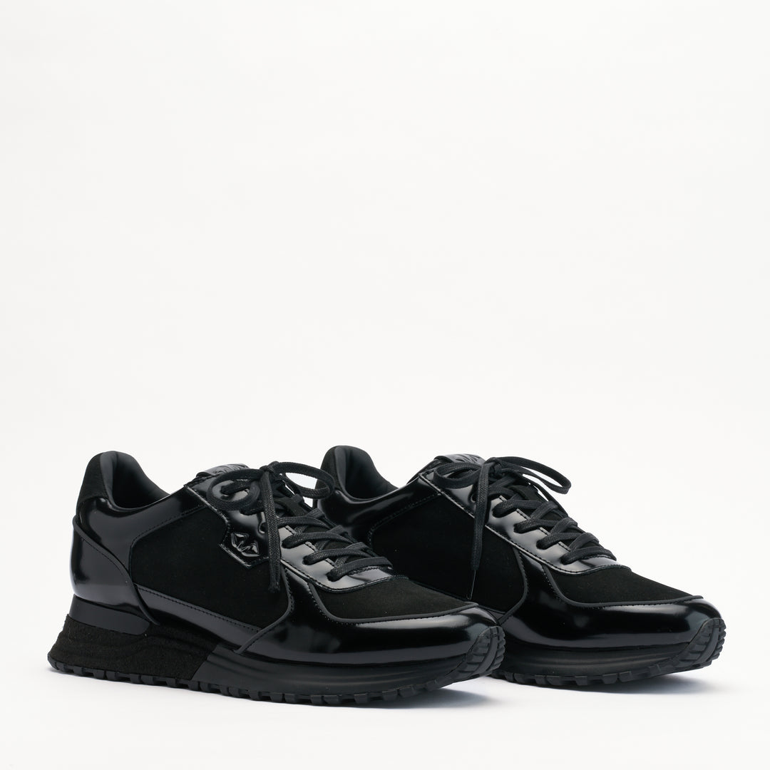 MALLET Boundary Men's Black Gloss Leather Trainers