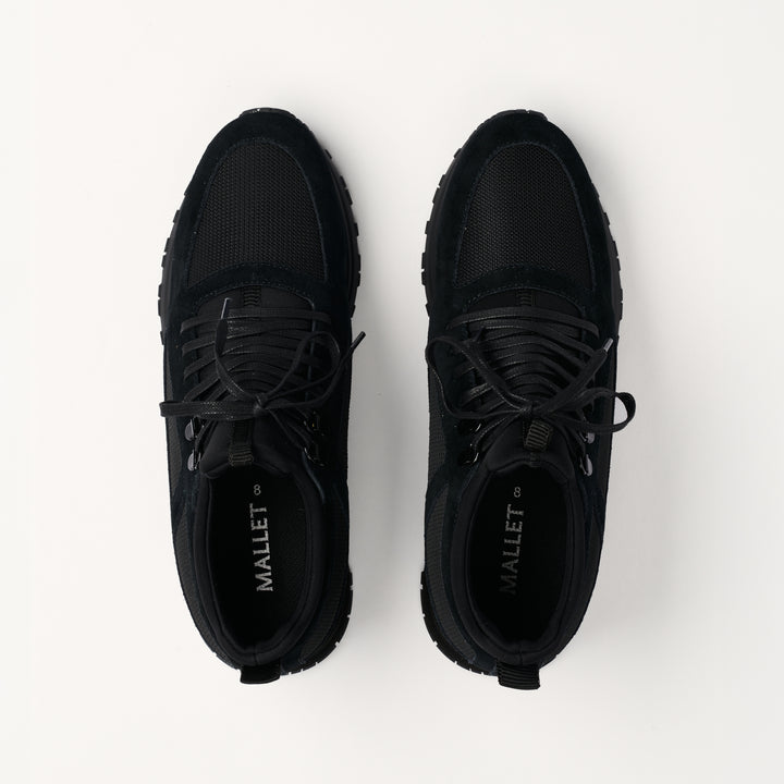 MALLET Diver Essential Men's Black Gloss Leather Trainers