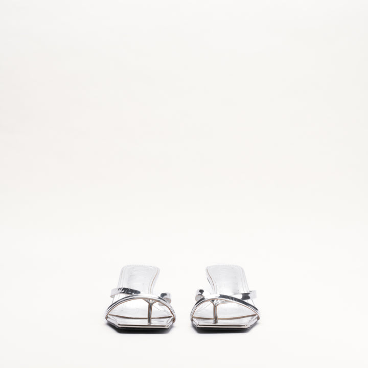 MALLET Elisa Women's Silver Leather Kitten Heels