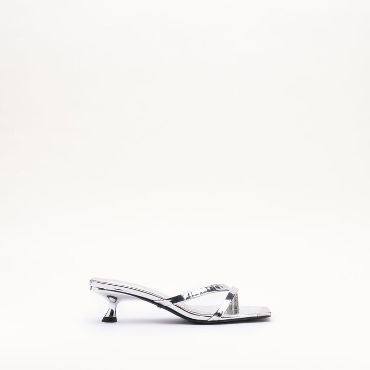 MALLET Elisa Women's Silver Leather Kitten Heels