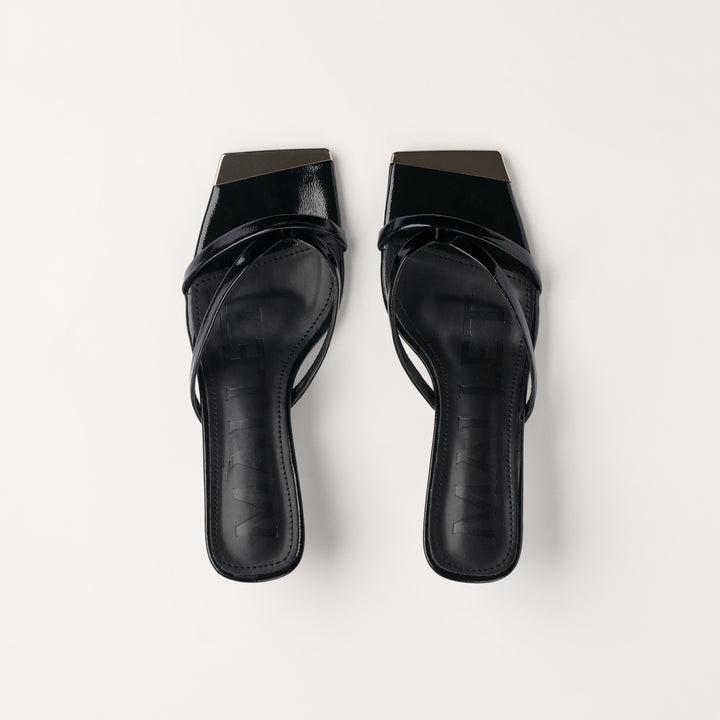 MALLET Elisa Women's Black Leather Kitten Heels