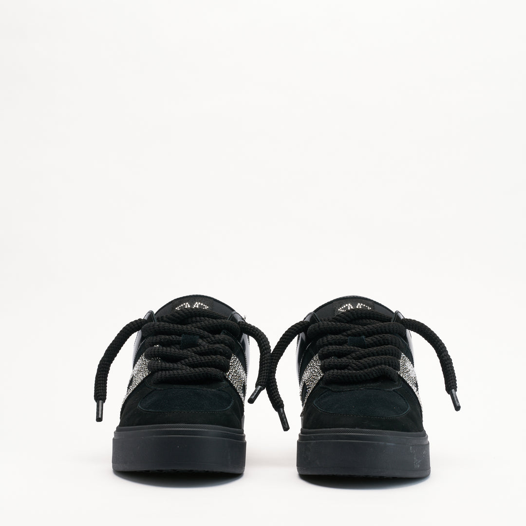 MALLET Fenchurch Men's Swarovski Crystal Black Leather Trainers
