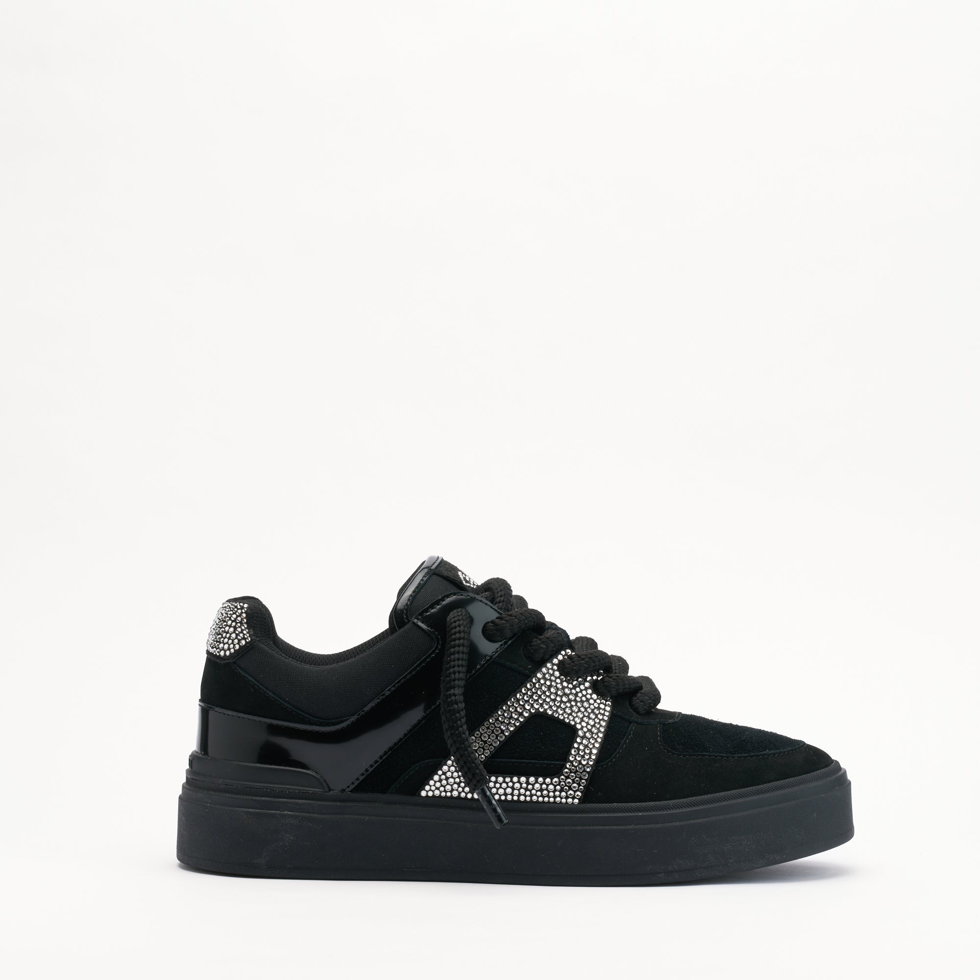 Mallet London Fenchurch Swarovski Triple Black Mens Trainers