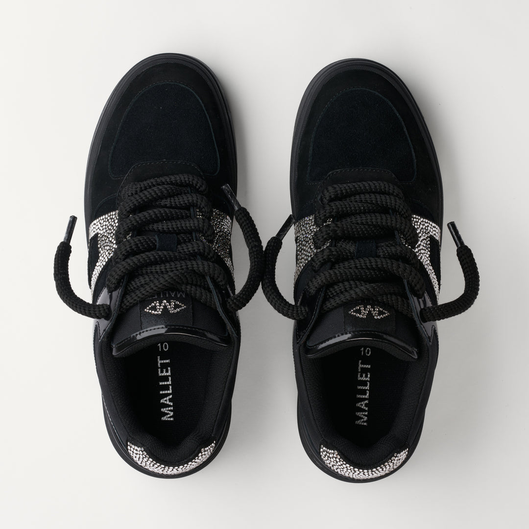 MALLET Fenchurch Men's Swarovski Crystal Black Leather Trainers