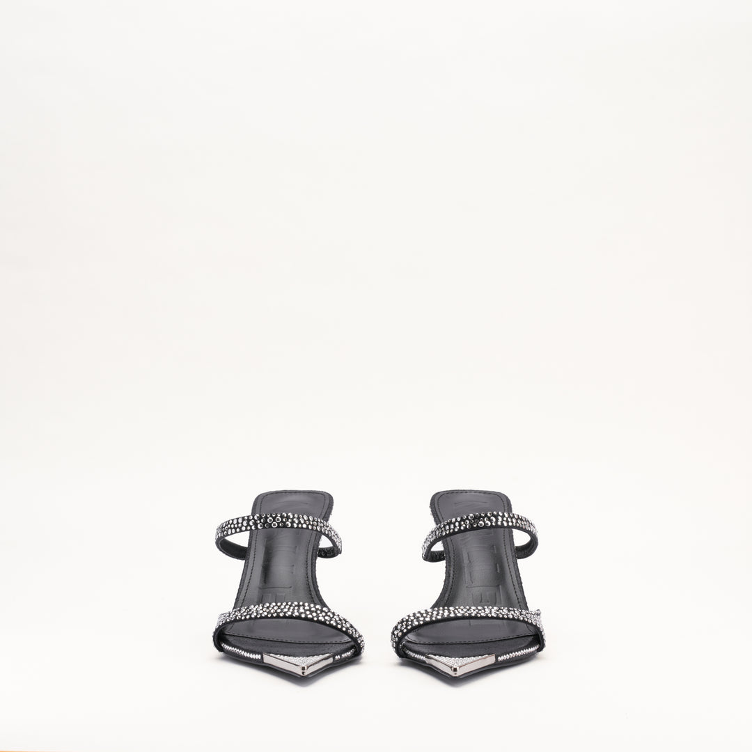 MALLET Frederica Women's Swarovski Crystal Black Leather Heels