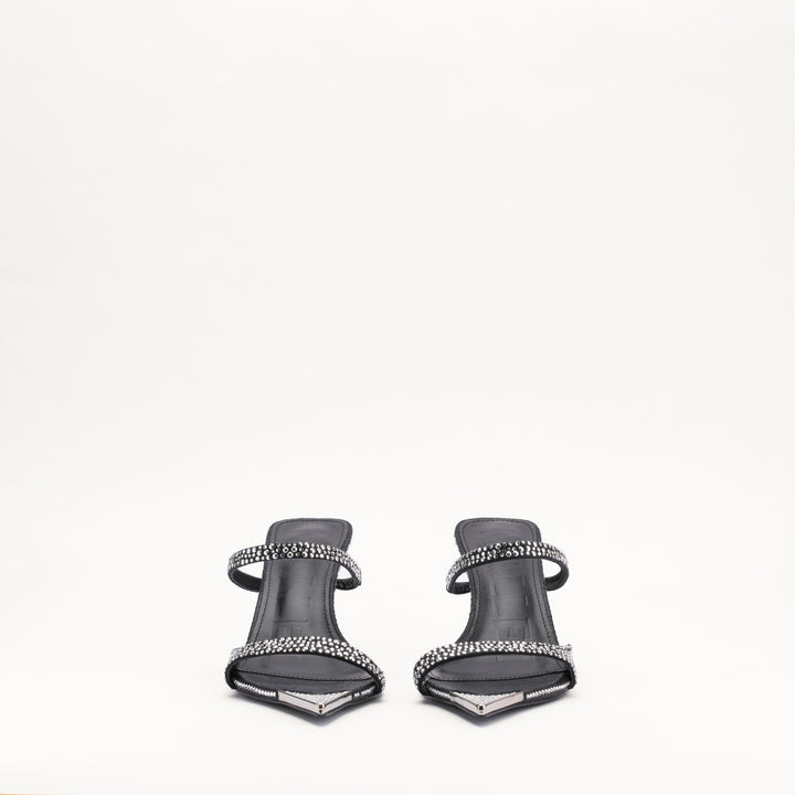 MALLET Frederica Women's Swarovski Crystal Black Leather Heels