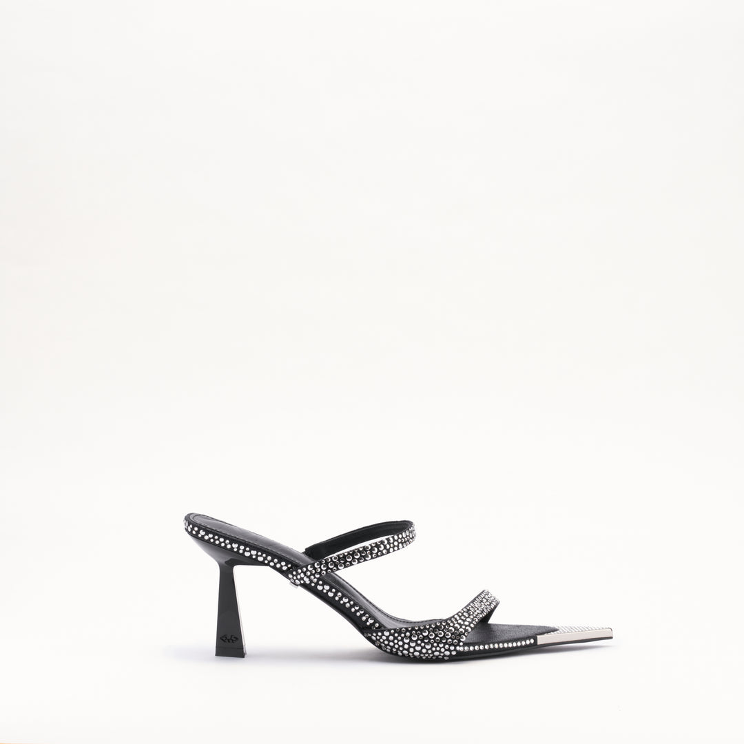 MALLET Frederica Women's Swarovski Crystal Black Leather Heels