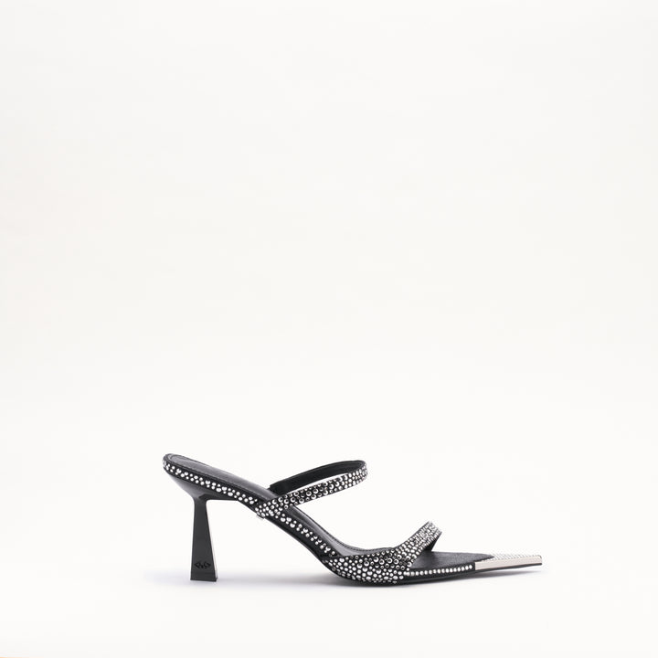 MALLET Frederica Women's Swarovski Crystal Black Leather Heels