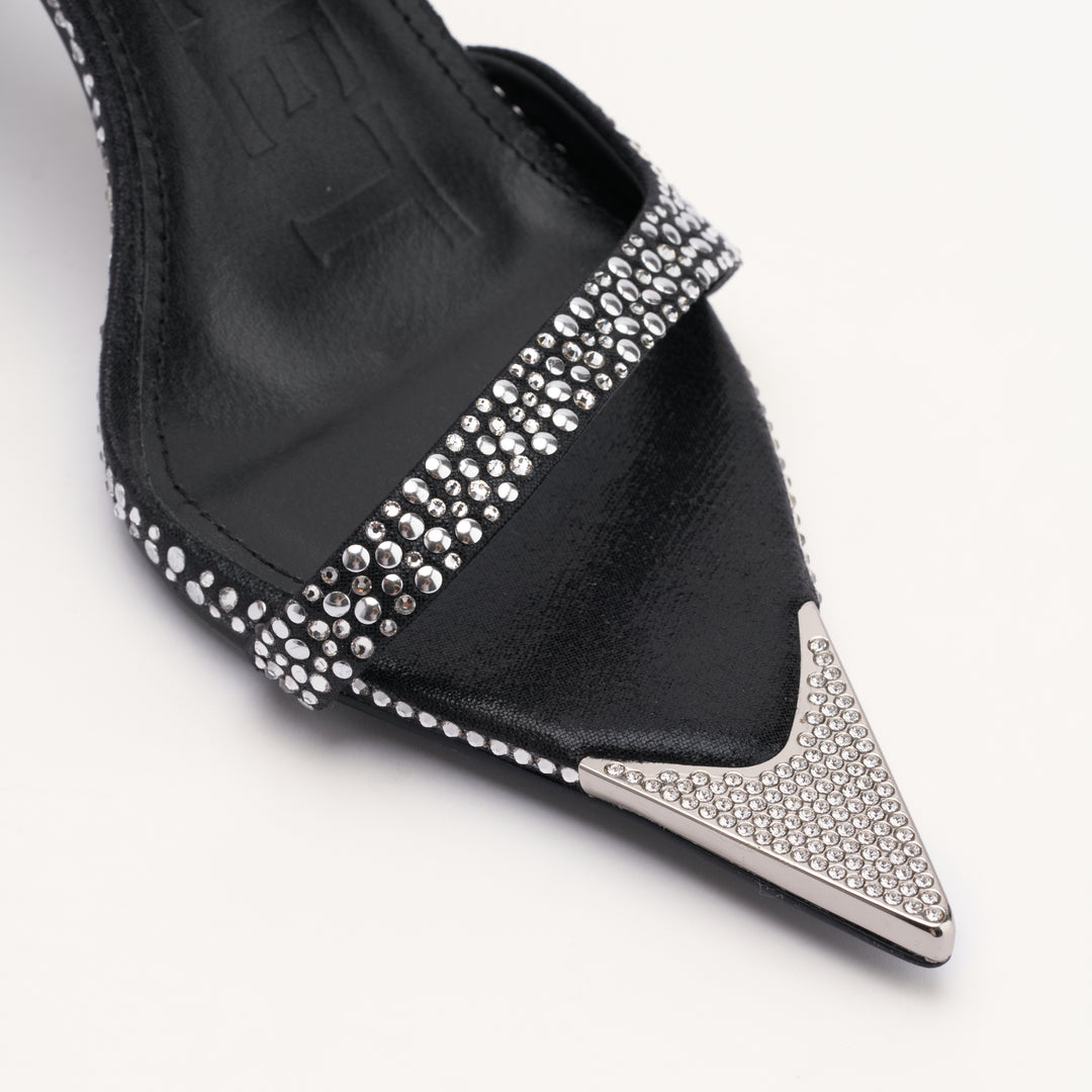 MALLET Frederica Women's Swarovski Crystal Black Leather Heels