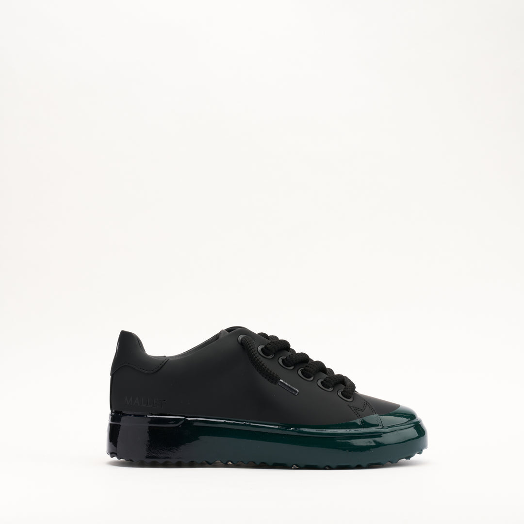 MALLET GRFTR Lite Men's Black Green Fade Dip Leather Trainers