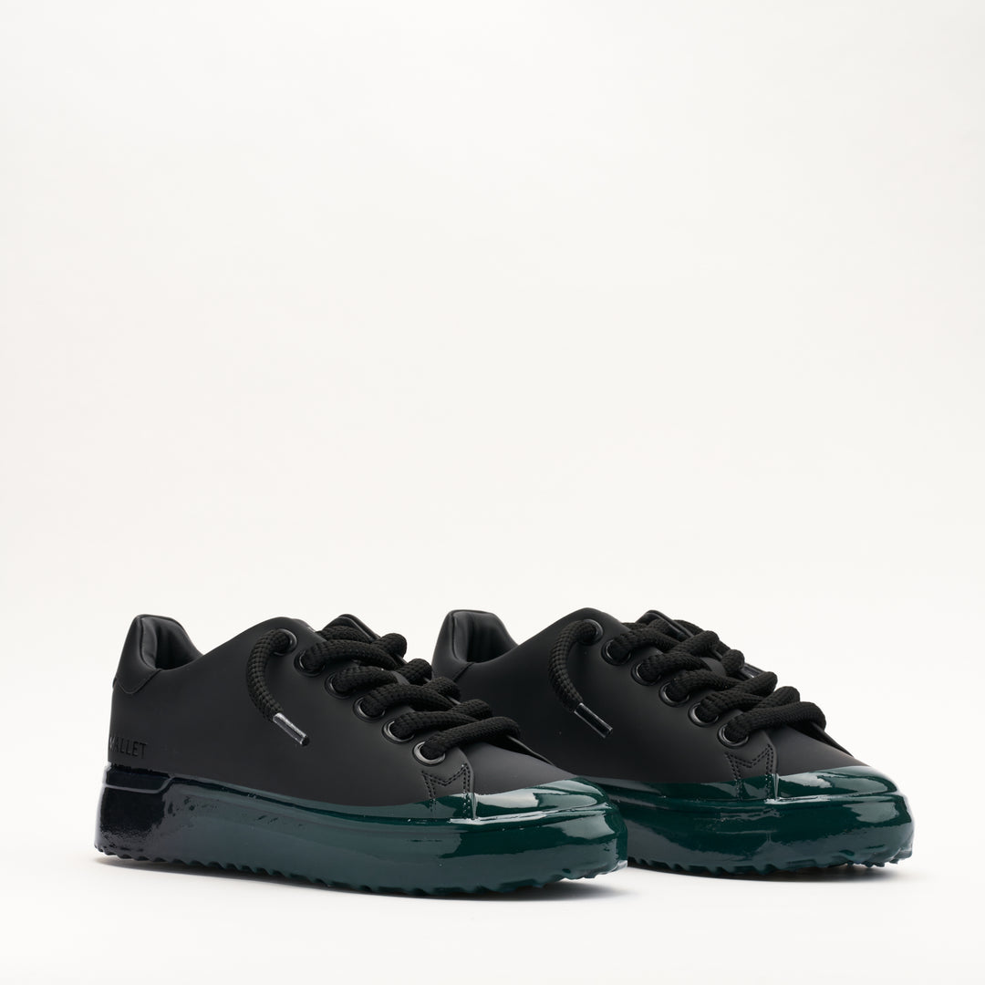 MALLET GRFTR Lite Men's Black Green Fade Dip Leather Trainers
