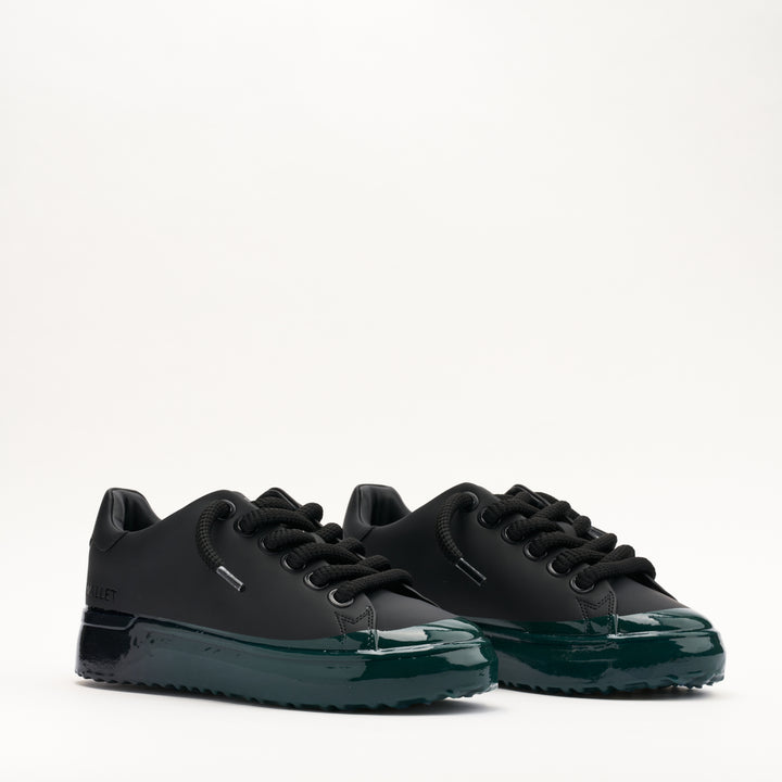 MALLET GRFTR Lite Men's Black Green Fade Dip Leather Trainers