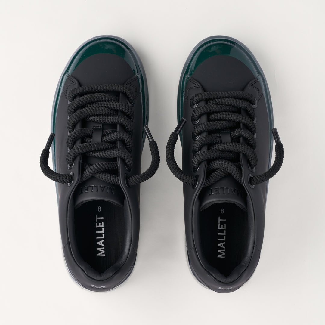MALLET GRFTR Lite Men's Black Green Fade Dip Leather Trainers