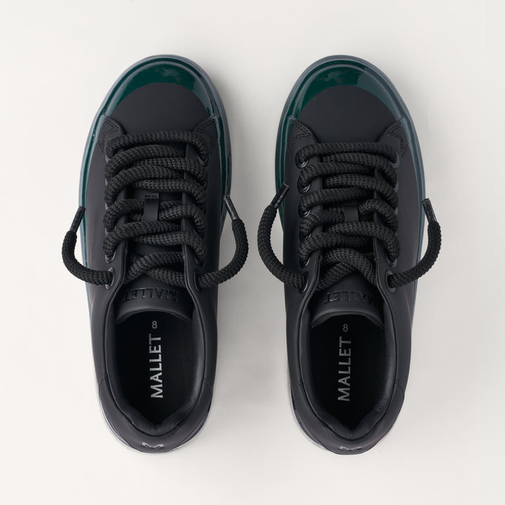 MALLET GRFTR Lite Men's Black Green Fade Dip Leather Trainers