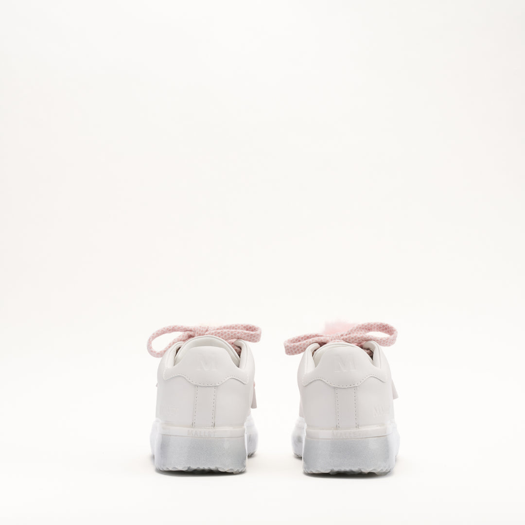 MALLET GRFTR Lite Women's White Silver Dip Leather Trainers