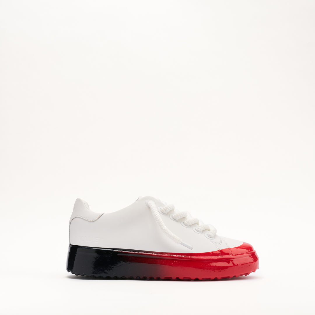 MALLET GRFTR Lite Men's White Red Fade Dip Leather Trainers