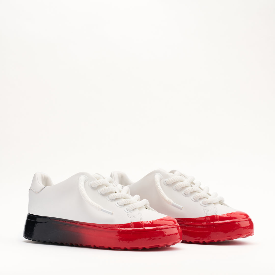 MALLET GRFTR Lite Men's White Red Fade Dip Leather Trainers