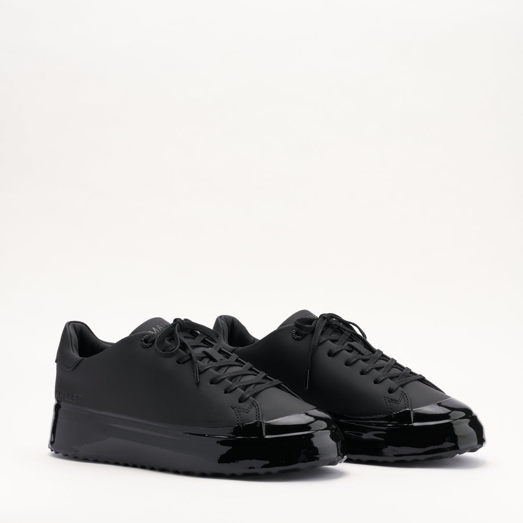 MALLET GRFTR Lite Men's Triple Black Dip Leather Trainers