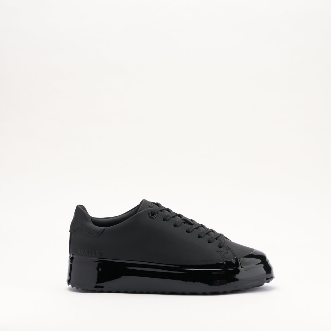 MALLET GRFTR Lite Men's Triple Black Dip Leather Trainers