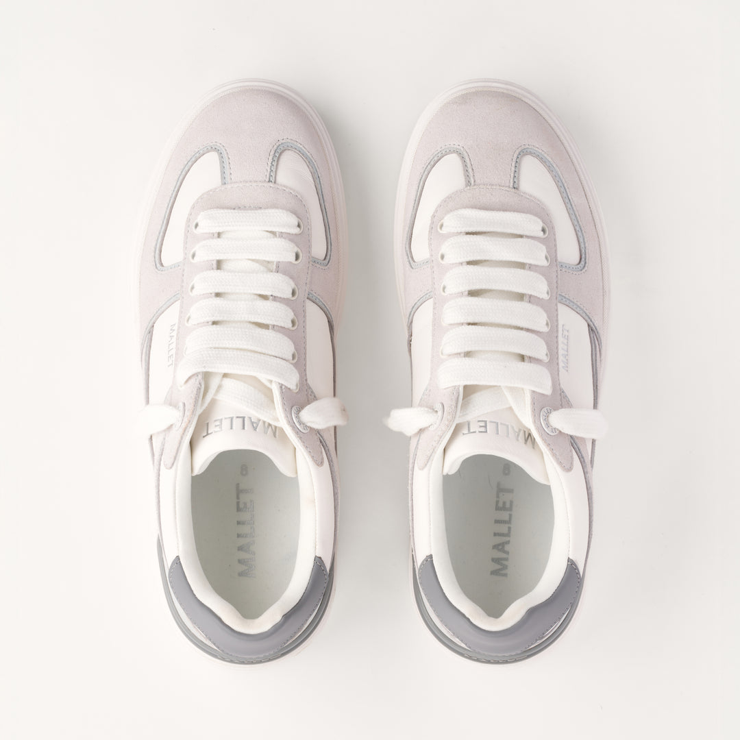 MALLET Kingsbury Men's White Grey Leather Trainers