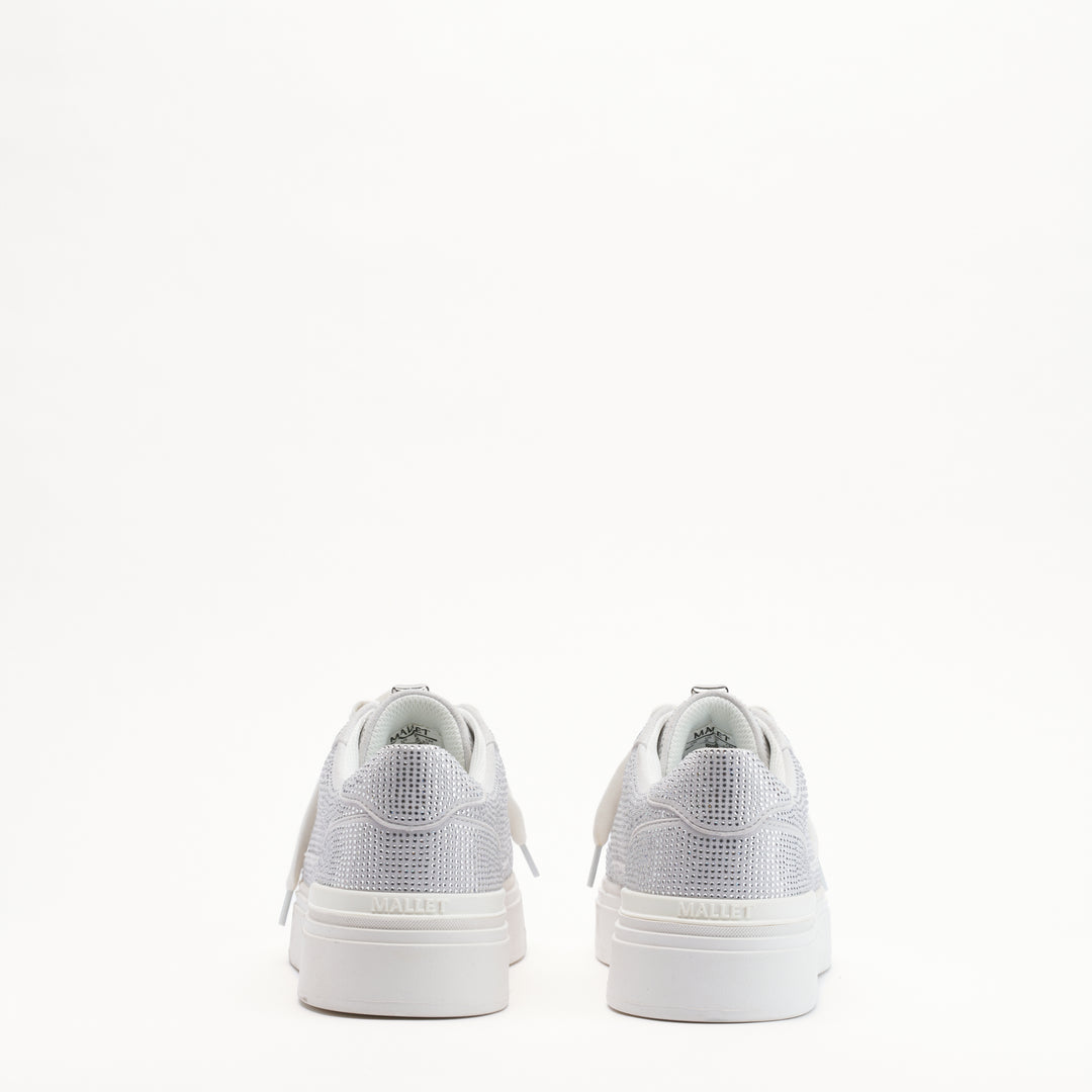 MALLET Lansbury Women's White Silver Sparkle Trainers