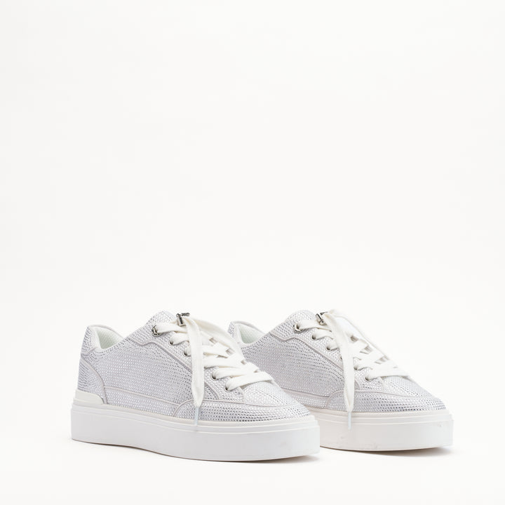 MALLET Lansbury Women's White Silver Sparkle Trainers