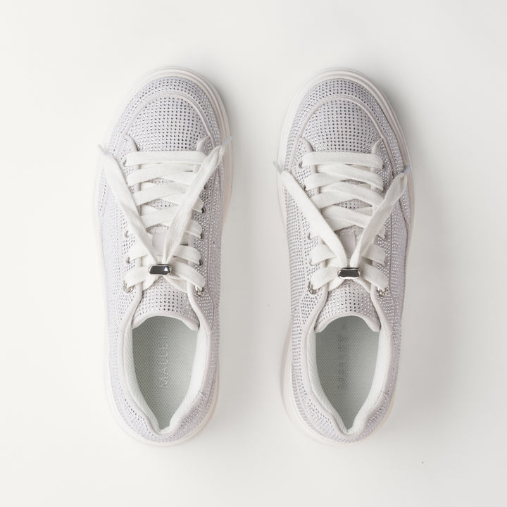 MALLET Lansbury Women's White Silver Sparkle Trainers